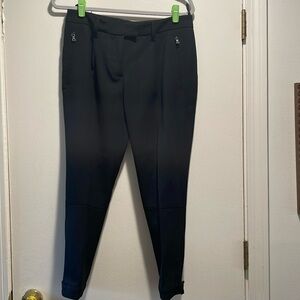 Prada Black Wool Slit Button Ankle Trouser Pants